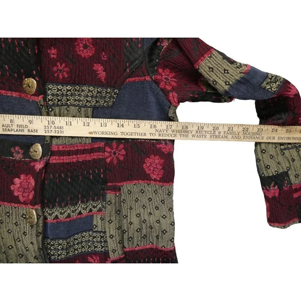 TravelSmith Patchwork Textured Jacket Button Front Cotton‎ Women's Large Petite - Picture 14 of 16